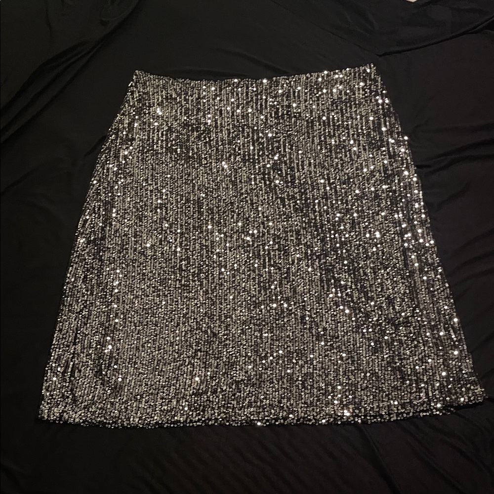 Chelsea28 Sparkling Silver A-Line Skirt